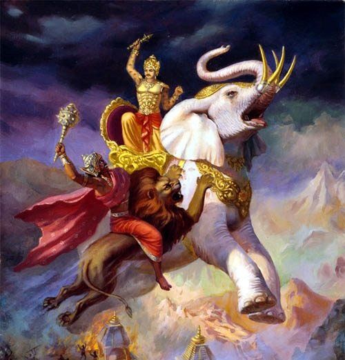 Indrajit in a battle with Lord Indra