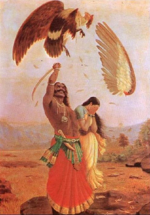Ravana killing the bird Jatayu