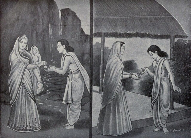 Uttanka obtaining earrings from Queen Madayanthi