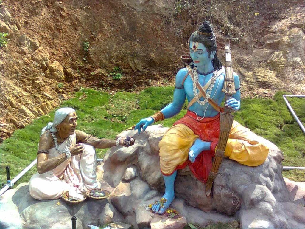 Statue of Shabari and Rama at Gangadhara spring, Simhachalam in Andhra Pradesh