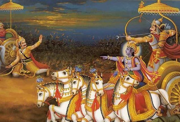 Arjuna aiming his arrow